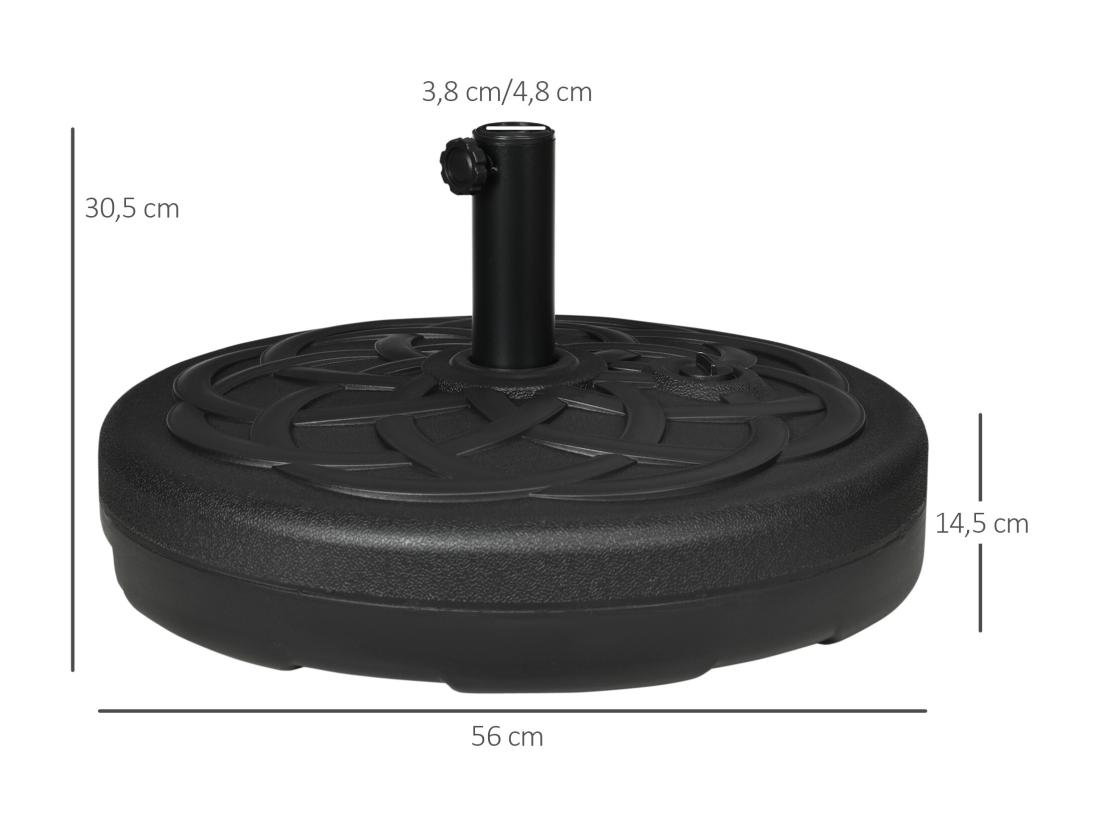 vente unique Pied de parasol base de lestage parasol rond Ø 56 x 30 5H cm à lester métal PE noir