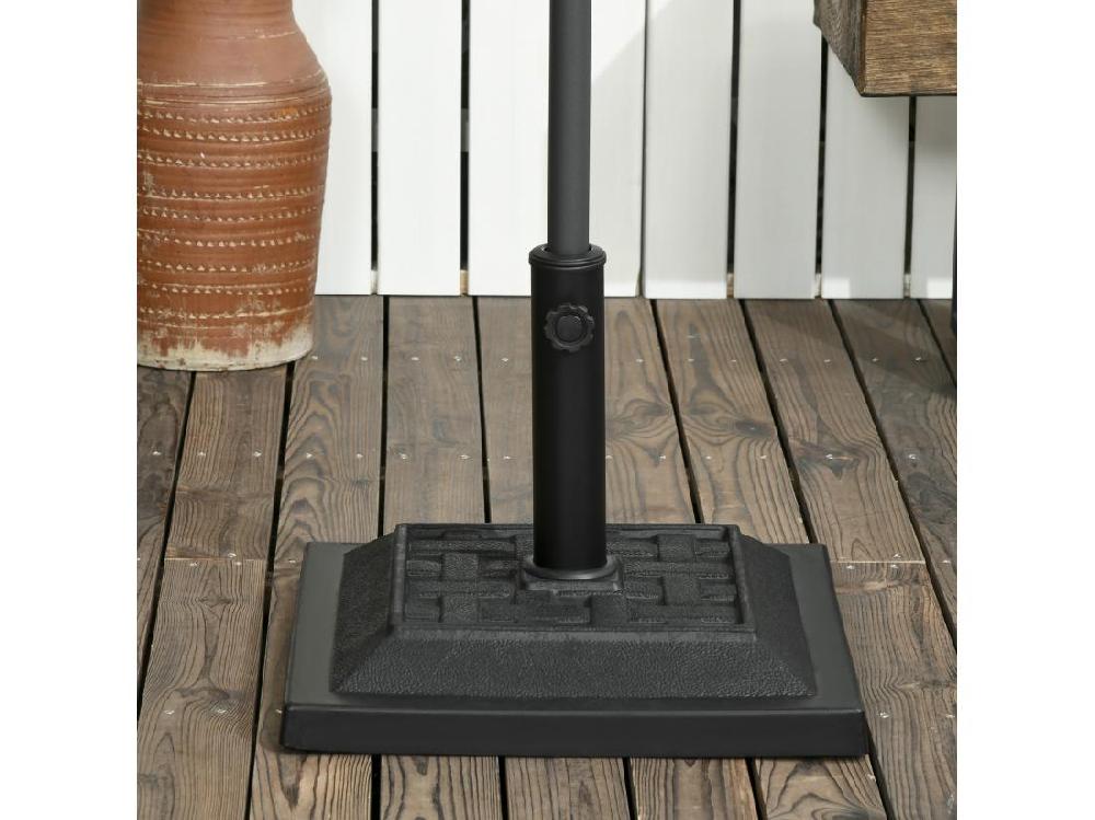 Vente Unique Pied De Parasol Carré Base De Lestage Résine Aspect Rotin Tressé Poids Net 12 Kg Noir