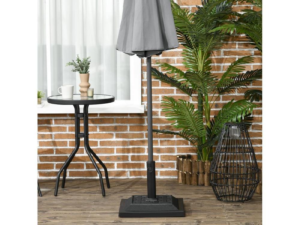 vente unique Pied de parasol carré base de lestage résine aspect rotin tressé poids net 12 Kg noir