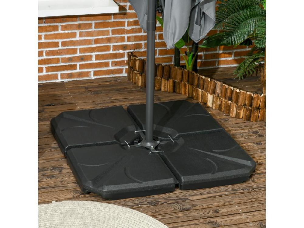 Vente Unique Pied De Parasol Lot De 4 Dalles De Lestage Pour Parasol Déporté Dim. Tot. 103L X 103l X 8H Cm HDPE Texturé Noir