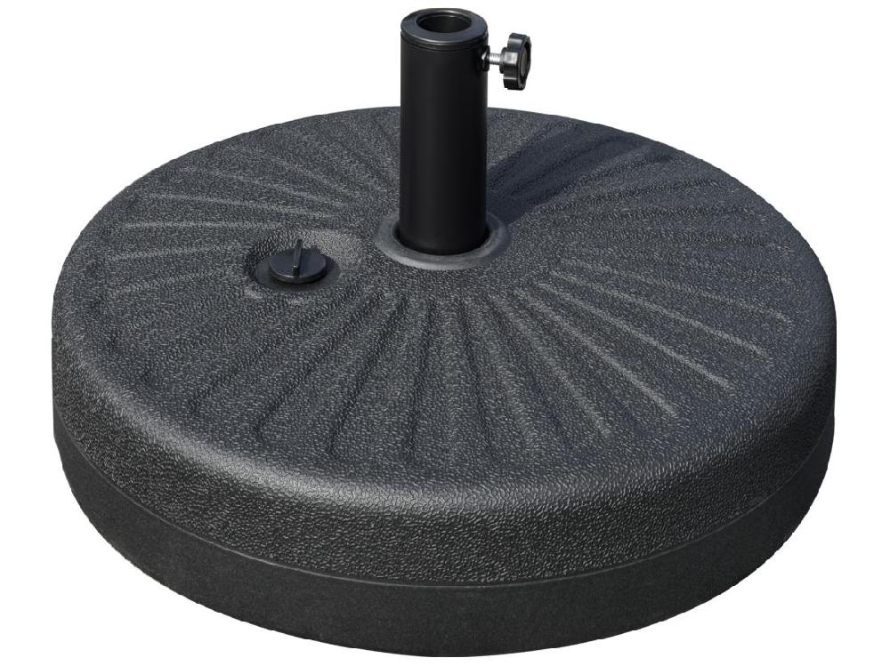 Vente Unique Pied De Parasol Rond Base De Lestage Parasol Ø 51 X 30H Cm HDPE Motif Rosace Surface Texturée Noir