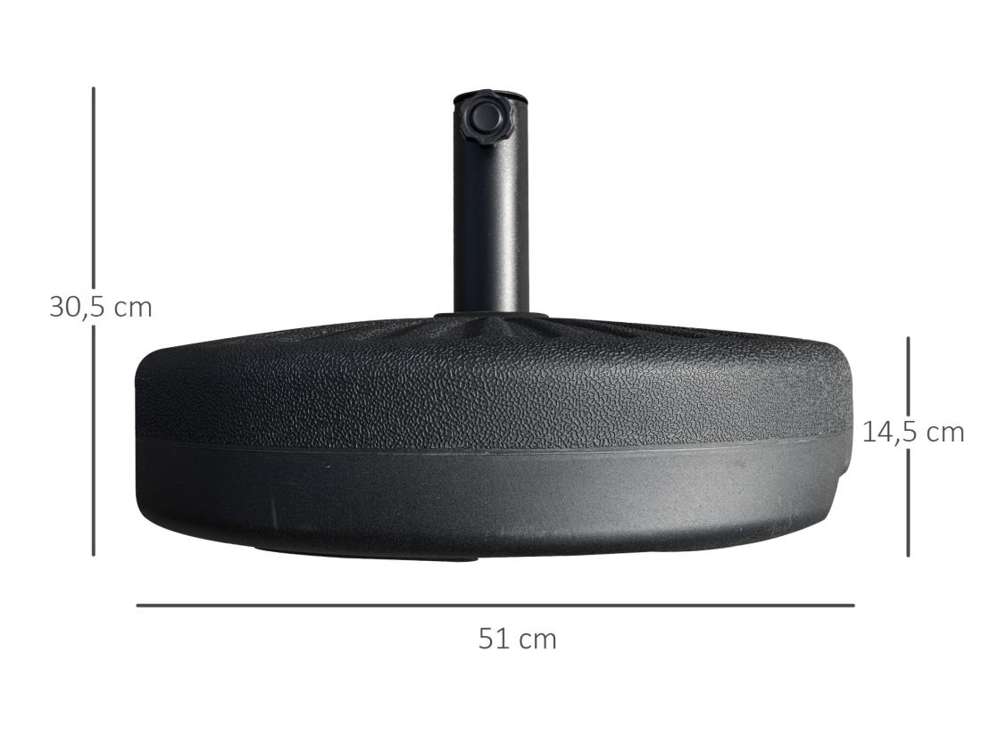 Vente Unique Pied De Parasol Rond Base De Lestage Parasol Ø 51 X 30H Cm HDPE Motif Rosace Surface Texturée Noir