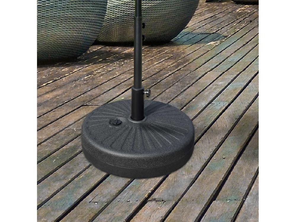 vente unique Pied de parasol rond base de lestage parasol Ø 51 x 30H cm HDPE motif rosace surface texturée noir