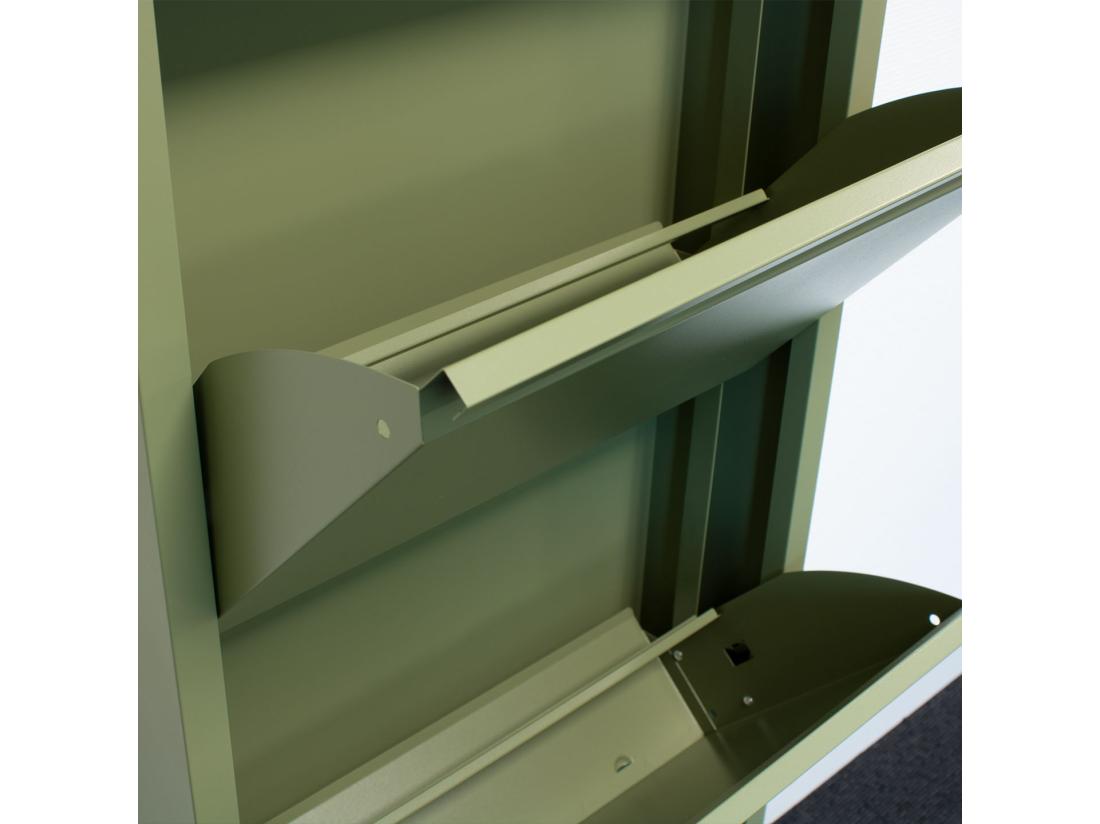 Vente Unique Pisa Armoire à Chaussures à 10 Rabats/portes En Métal Vert. Livré Entièrement Monté