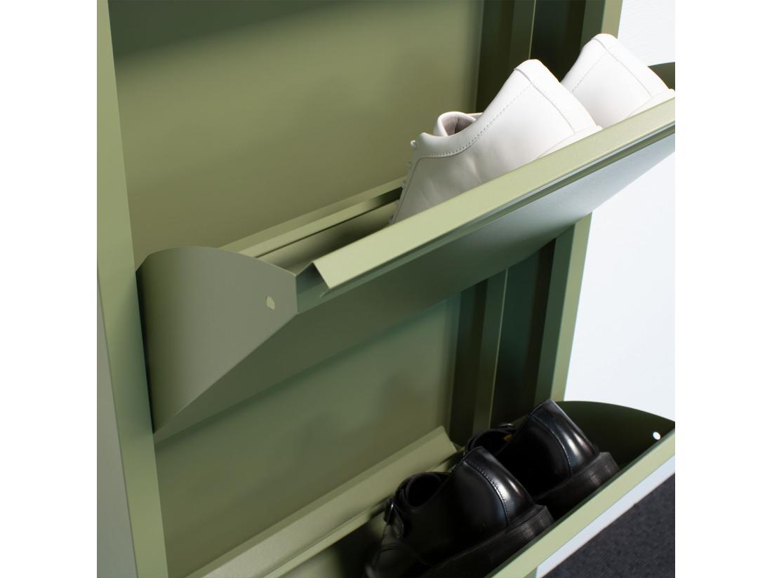 Vente Unique Pisa Armoire à Chaussures à 10 Rabats/portes En Métal Vert. Livré Entièrement Monté