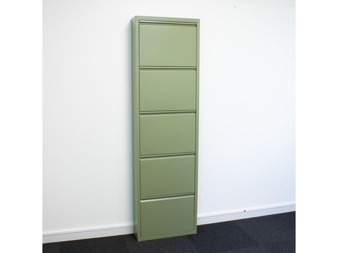 Vente Unique Pisa Armoire à Chaussures à 10 Rabats/portes En Métal Vert. Livré Entièrement Monté