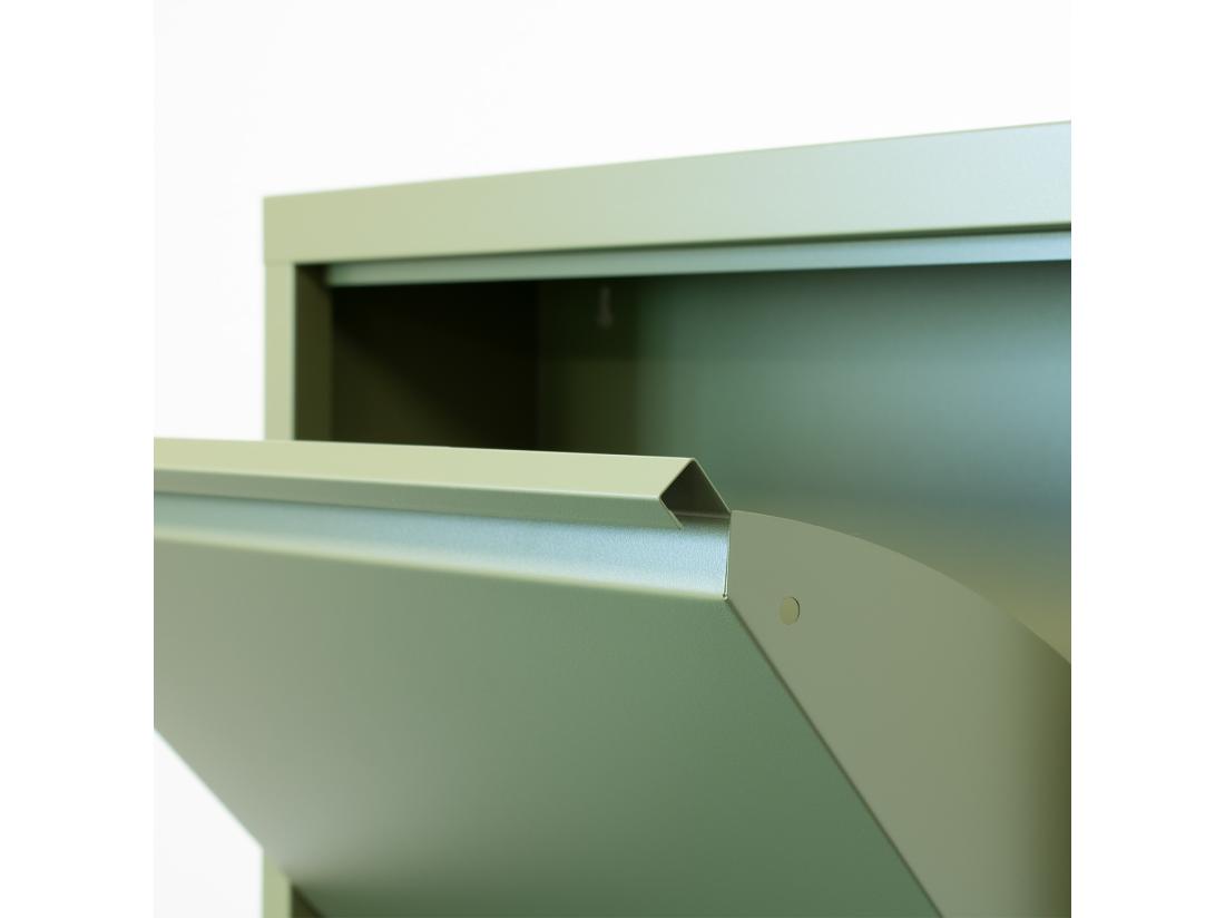 Vente Unique Pisa Armoire à Chaussures à 3 Rabats/portes En Métal Vert. Livré Entièrement Monté