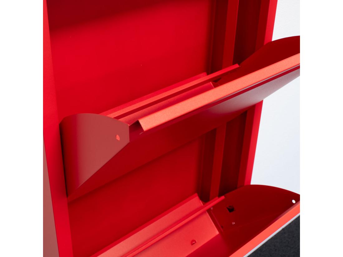 vente unique Pisa Armoire à chaussures à 3 rabats/portes en métal rouge. Livré entièrement monté