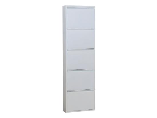 vente unique Pisa Armoire à chaussures à 5 rabats/portes en métal blanc