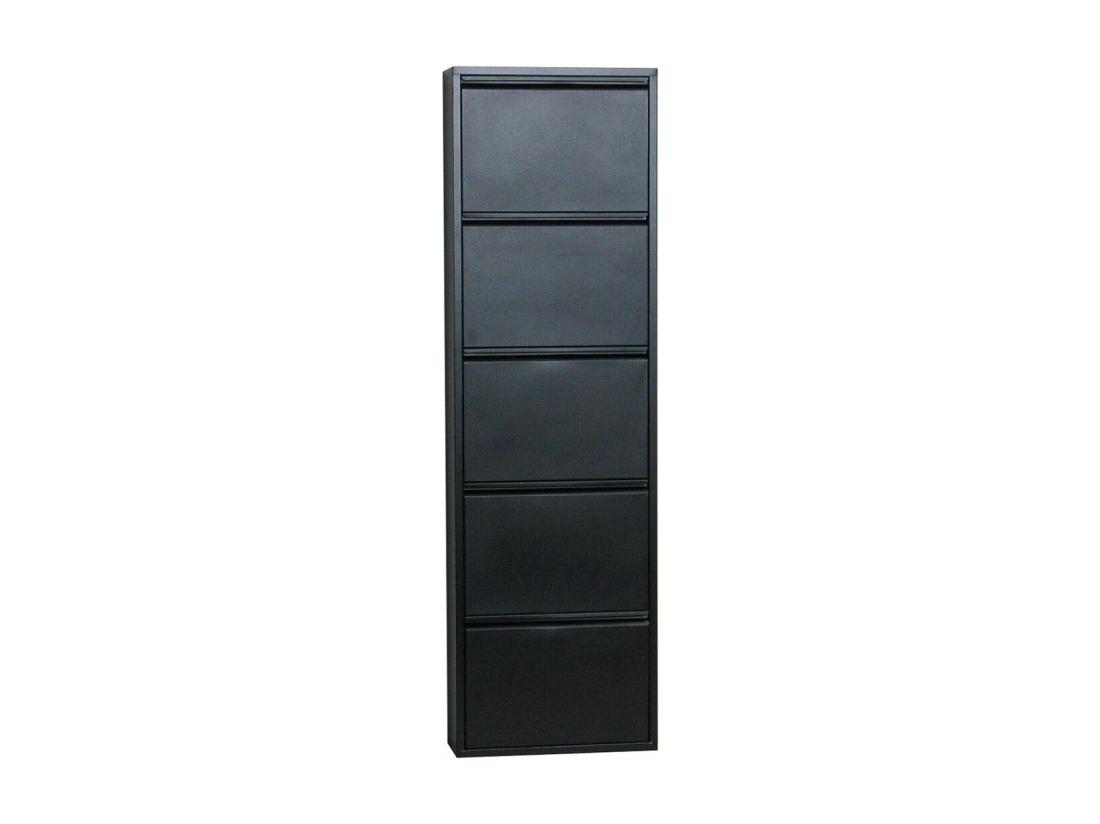 vente unique Pisa Armoire à chaussures à 5 rabats/portes en métal noir. Livré entièrement monté