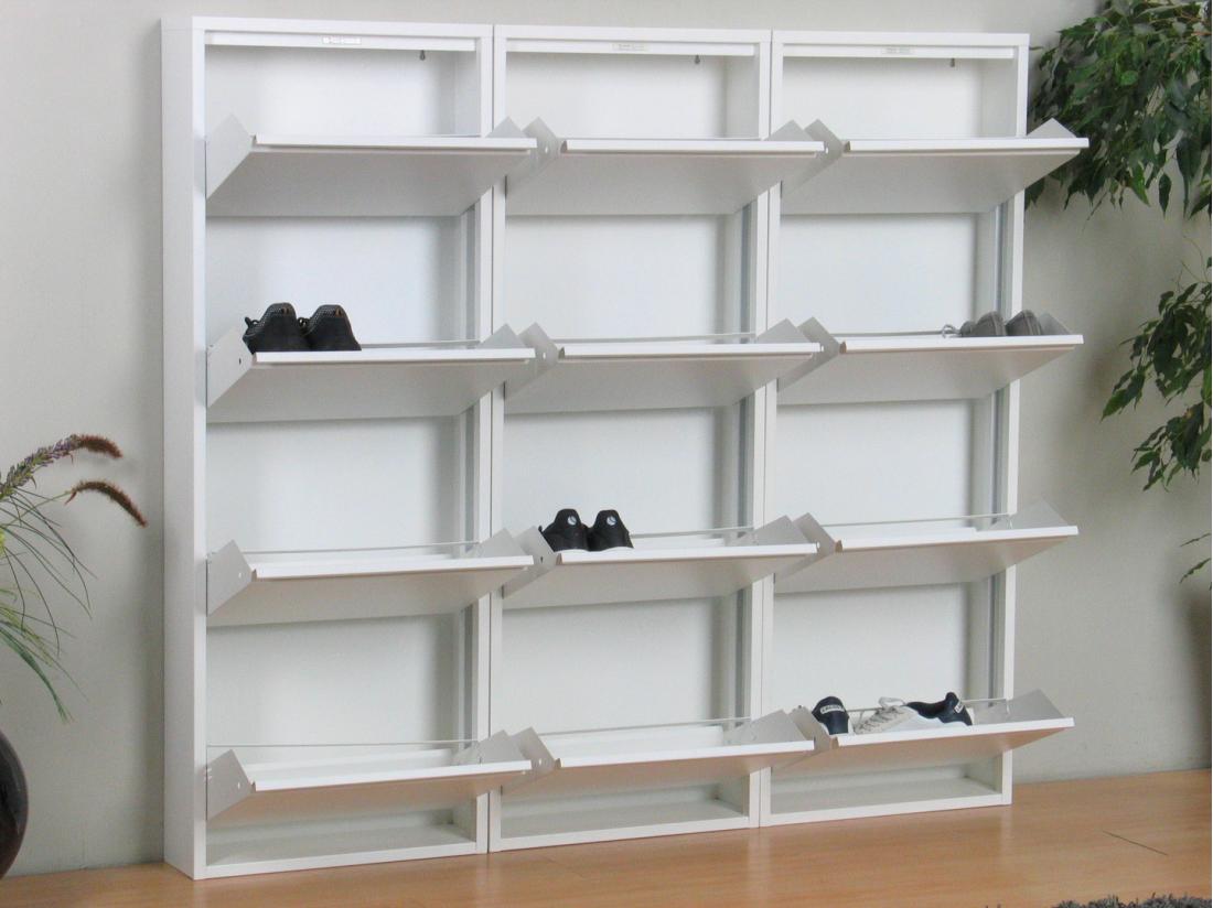Vente Unique Pisa Armoire à Chaussures Avec 12 Casiers/portes En Métal Blanc. Livrée Entièrement Montée