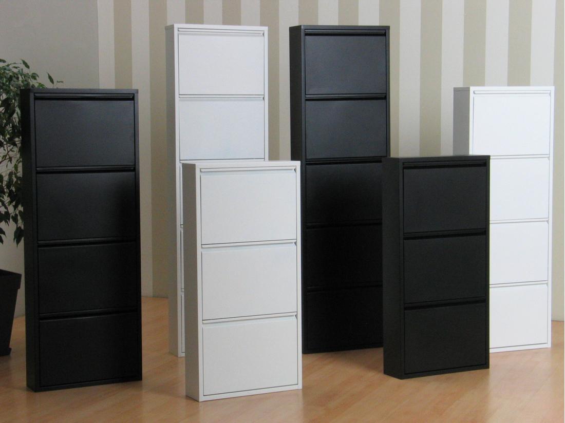 Vente Unique Pisa Armoire à Chaussures Avec 12 Casiers/portes En Métal Blanc. Livrée Entièrement Montée