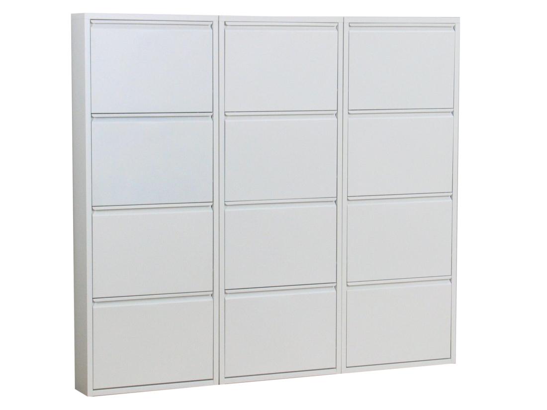 vente unique Pisa Armoire à chaussures avec 12 casiers/portes en métal blanc. Livrée entièrement montée