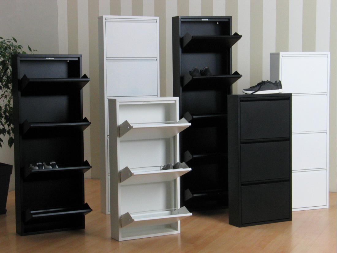 vente unique Pisa Armoire à chaussures avec 8 casiers/portes en métal blanc. Livrée entièrement montée