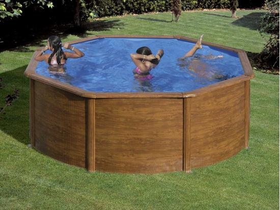 Vente Unique Piscine Acier Aspect Bois Gré Pacific Ronde 3 70 X 1 22 M - Gré