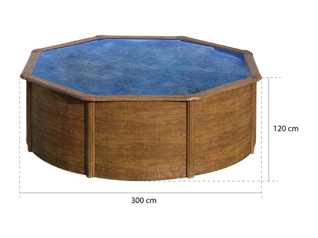 Vente Unique Piscine Acier Aspect Bois Gré Pacific Ronde 3 70 X 1 22 M - Gré