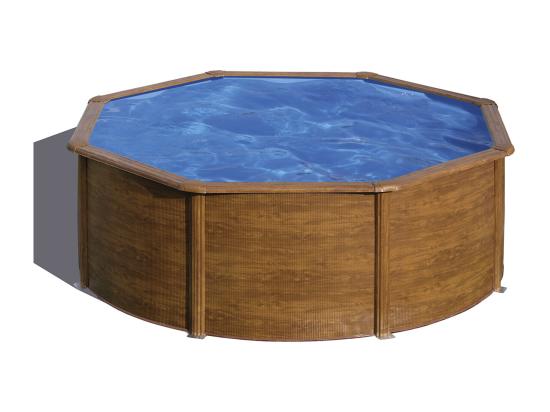 vente unique Piscine acier aspect bois Gré Pacific ronde 3 70 x 1 22 m - Gré