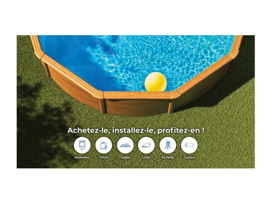 Vente Unique Piscine Acier Aspect Bois Mauritius Ronde 4 80 X 1 32 M - Gré
