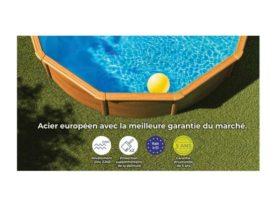 Vente Unique Piscine Acier Aspect Bois Mauritius Ronde 4 80 X 1 32 M - Gré