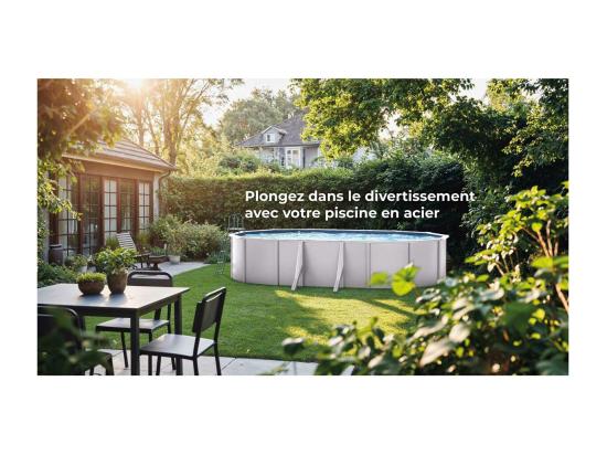 Vente Unique Piscine Acier Blanc Fidji Ovale 5 27 X 3 27 X 1 22 M - Gré