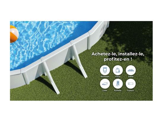 Vente Unique Piscine Acier Blanc Fidji Ovale 5 27 X 3 27 X 1 22 M - Gré