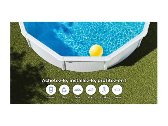 Vente Unique Piscine Acier Blanc Fidji Ronde 3 70 X 1 22 M - Gré