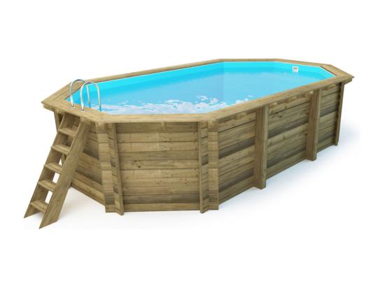 Vente Unique Piscine Bois " Miami 145 " - 4.86 X 3.36 X 1.45 M + Bâche à Bulles 180 µ + Bâche Hiver 280 Gr/m²