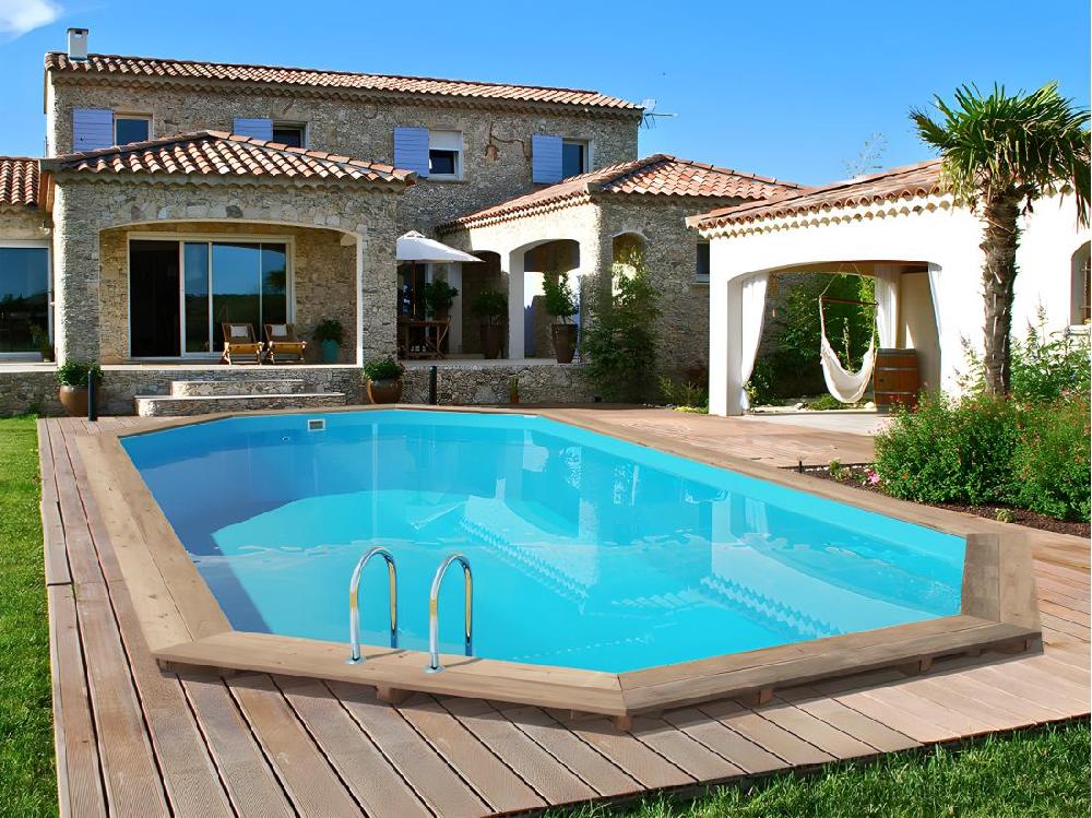 Vente Unique Piscine Bois " Palma 130 " - 7.57 X 4.07 X 1.31 M