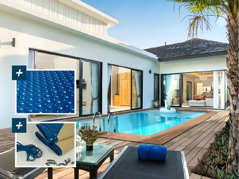 vente unique Piscine bois rectangle " Aruba "- 5.00 x 3.00 x 1.24 m + Bâche à bulles 180 µ - Bâche hiver 280 g/m²