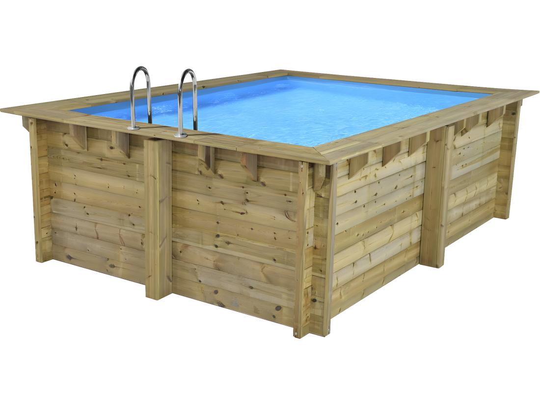 Vente Unique Piscine Bois Rectangle " Caimans " - 4.10 X 3.00 X 1.24 M