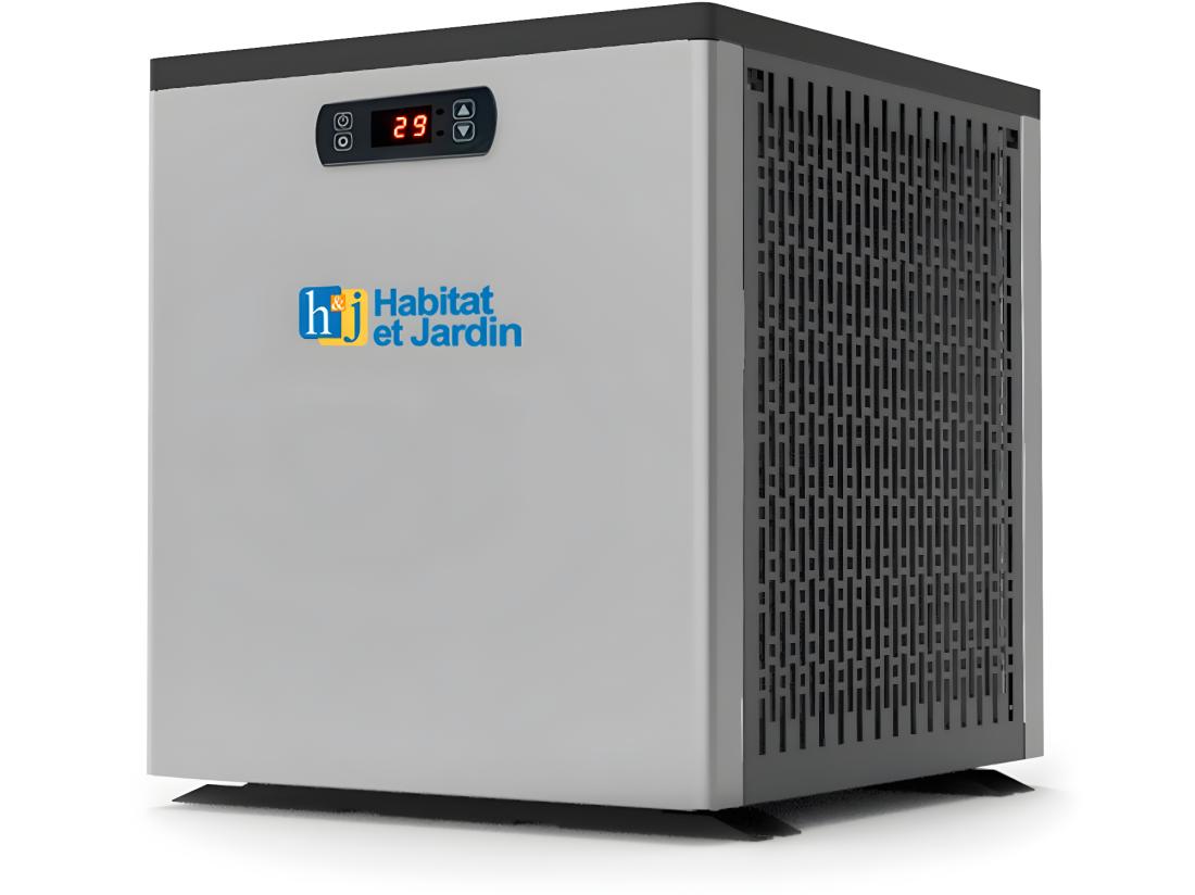 Vente Unique Piscine Bois Rectangle " Caimans " - 4.10 X 3.00 X 1.24 M + Mini Pompe à Chaleur 3.5kW - Métal - Gris