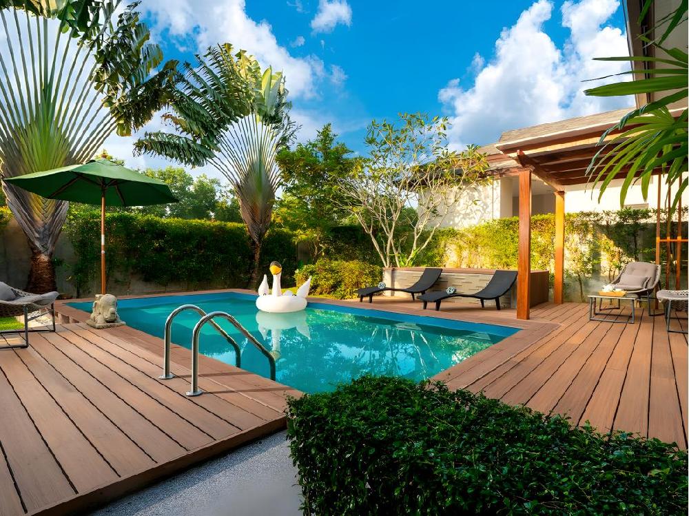 Vente Unique Piscine Bois Rectangle " Panama "- 6.20 X 4.10 X 1.45 M + Pompe à Chaleur - Puissance 6.1 KW