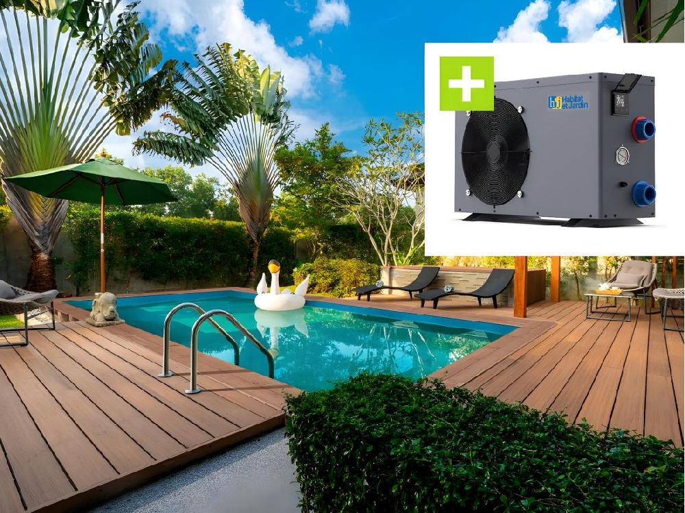vente unique Piscine bois rectangle " Panama "- 6.20 x 4.10 x 1.45 m + Pompe à chaleur - Puissance 6.1 kW