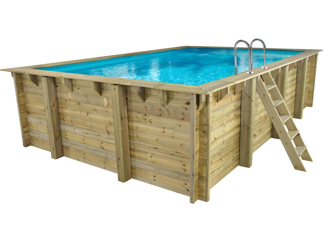 vente unique Piscine bois rectangle " Panama "- 6.20 x 4.10 x 1.45 m