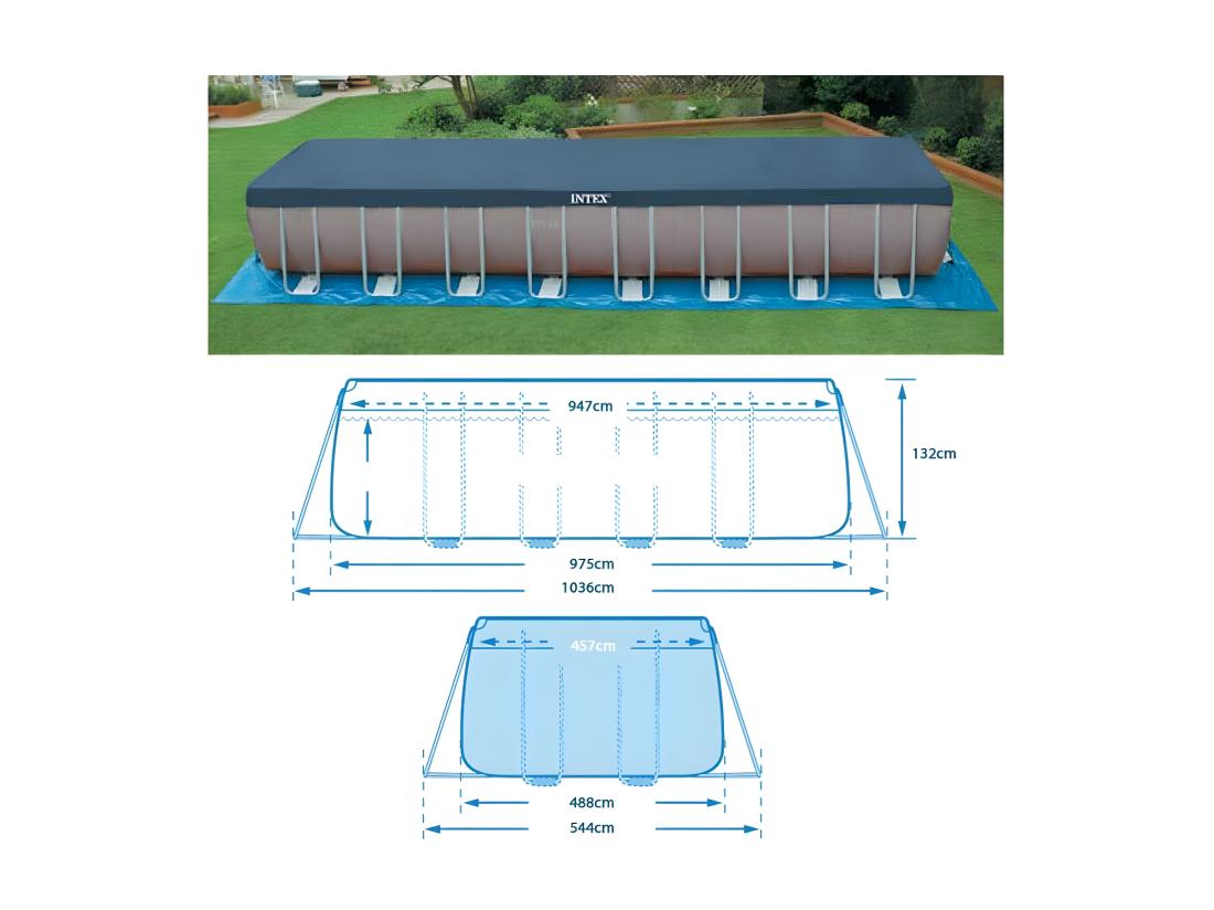 Vente Unique Piscine De Jardin 975x488x132 Cm Avec Pompe échelle Et Accessoires
