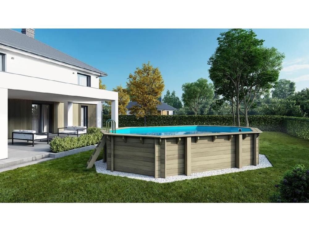 vente unique Piscine en bois 6 57x4 07 - H.1 20 m - avec filtration - BAS748OSPI - ALTANKA