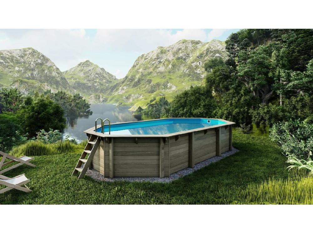 vente unique Piscine en bois 7 57x4 07 - H.1 31 m - avec filtration - BAS745OSPI - ALTANKA