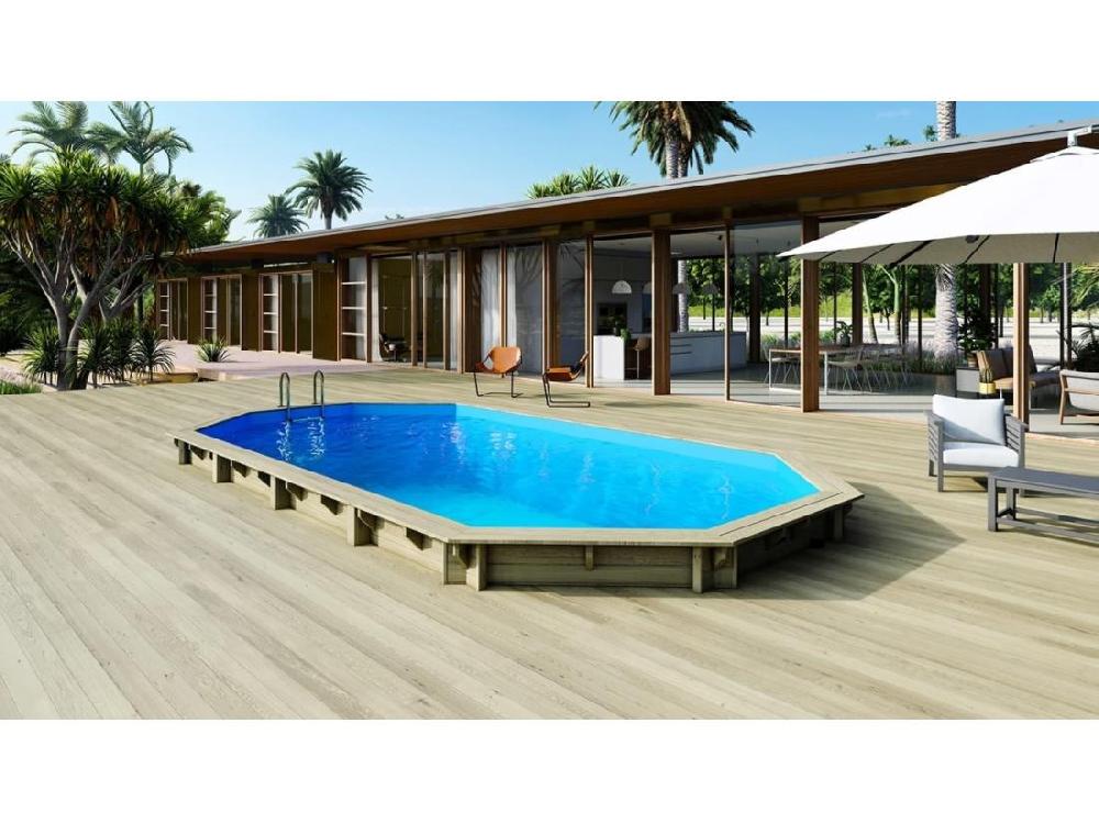 Vente Unique Piscine En Bois 8 57x4 57 - H.1 31 M - Avec Filtration - BAS746OSPI - ALTANKA