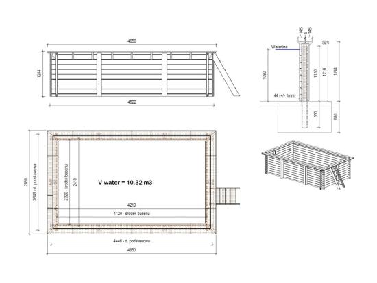 Vente Unique Piscine En Bois Aqua 4 65x2 85 - H.1 24 M - Avec Filtration - BAS7306OSPI - ALTANKA