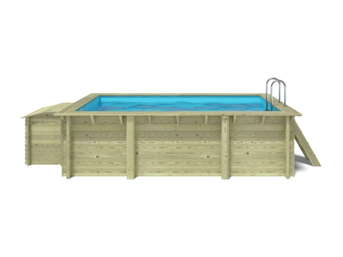 Vente Unique Piscine En Bois Aqua 4 65x2 85 - H.1 24 M - Avec Filtration Et Coffre - BAS7306OSPI+SZA - ALTANKA