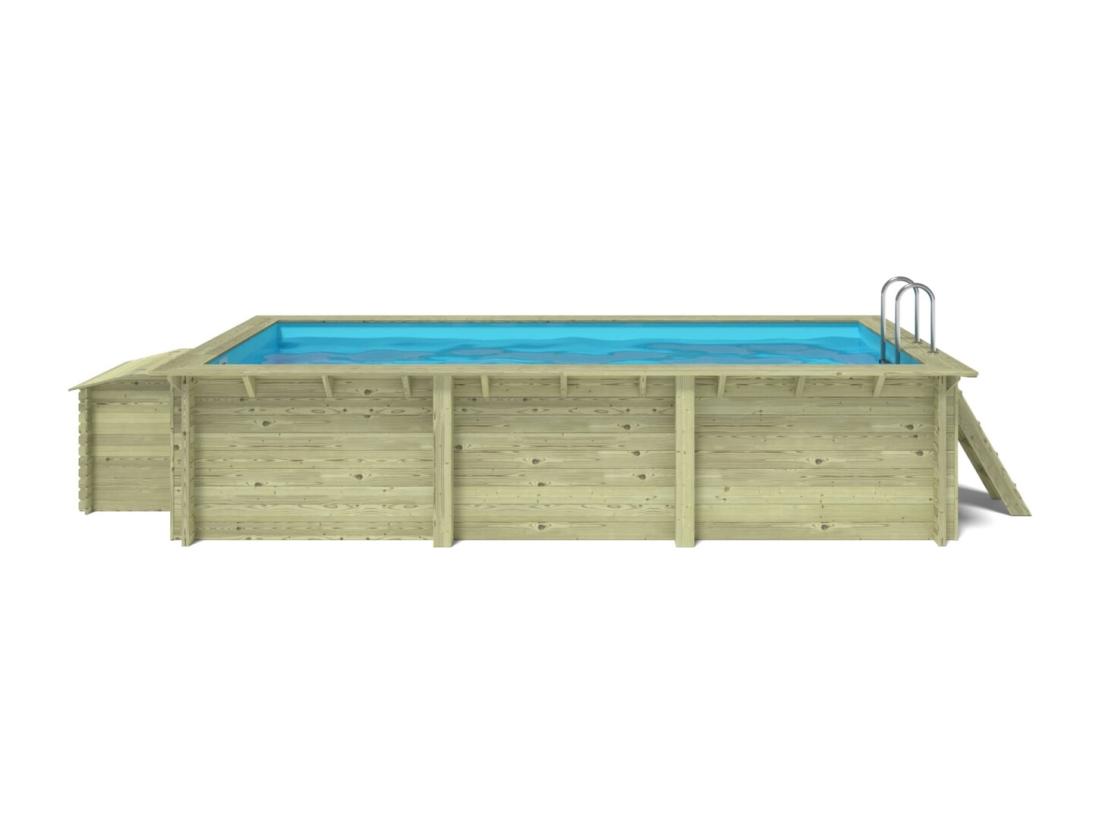 Vente Unique Piscine En Bois Aqua 6 1x2 85 - H.1 31 M - Avec Filtration Et Coffre - BAS7307OSPI+SZA - ALTANKA