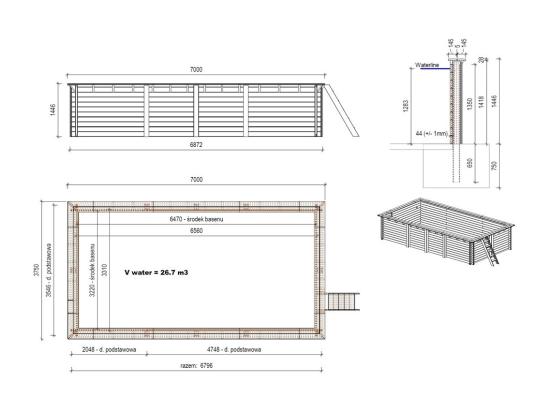 Vente Unique Piscine En Bois Aqua 7x3 75 - H.1 45 M - Avec Filtration - BAS7308OSPI - ALTANKA