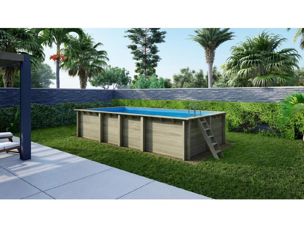 vente unique Piscine en bois Aqua 7x3 75 - H.1 45 m - avec filtration - BAS7308OSPI - ALTANKA