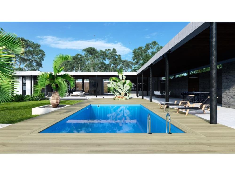 Vente Unique Piscine En Bois Aqua 8 5x4 35 - H.1 45 M - Avec Filtration Et Coffre - BAS7309OSPI+SZA - ALTANKA