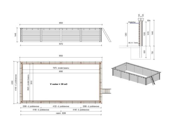 Vente Unique Piscine En Bois Aqua 8 5x4 35 - H.1 45 M - Avec Filtration - BAS7309OSPL - ALTANKA