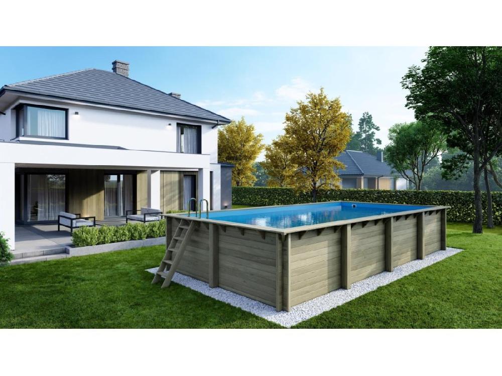 vente unique Piscine en bois Aqua 8 5x4 35 - H.1 45 m - avec filtration et coffre - BAS7309OSPI+SZA - ALTANKA