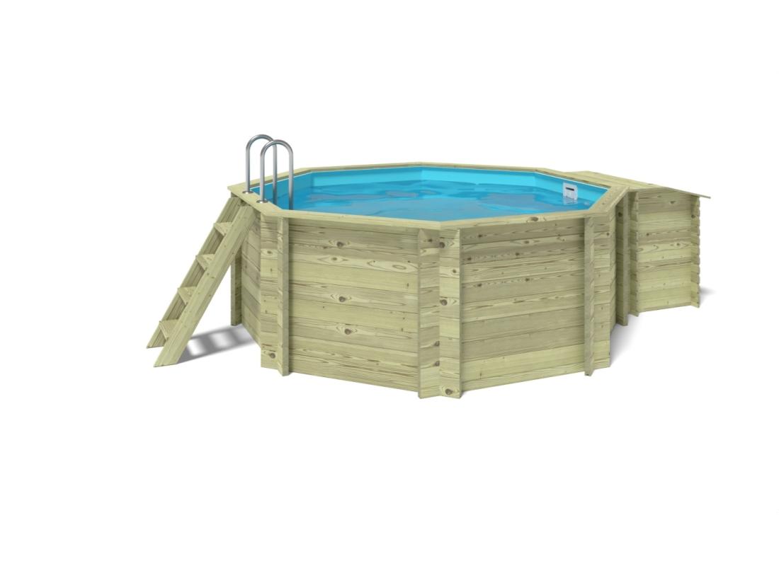 Vente Unique Piscine En Bois Coral 3 25x3 25 - H.1 18 M - Avec Filtration Et Coffre - BAS7301OSP+SZA - ALTANKA