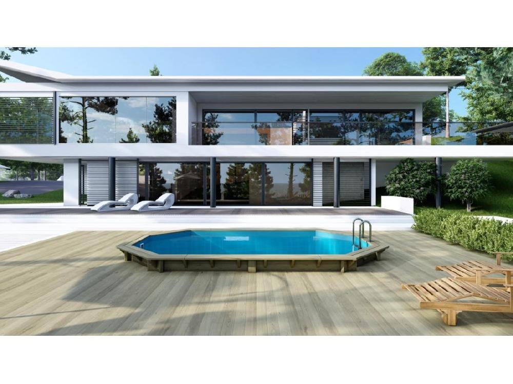 Vente Unique Piscine En Bois Nemo 5 79x3 49 - H.1 45 M - Avec Filtration Et Coffre - BAS7304OSPI+SZA - ALTANKA