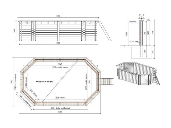Vente Unique Piscine En Bois Nemo 5 79x3 49 - H.1 45 M - Avec Filtration Et Coffre - BAS7304OSPI+SZA - ALTANKA