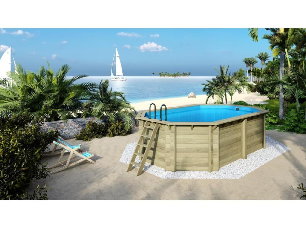 vente unique Piscine en bois Nemo 5 79x3 49 - H.1 45 m - avec filtration et coffre - BAS7304OSPI+SZA - ALTANKA